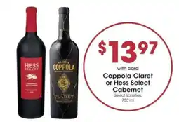 Pick'n Save Coppola Claret or Hess Select Cabernet offer