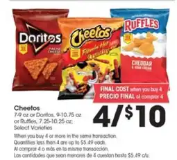 Food 4 Less Cheetos, Doritos, Ruffles offer