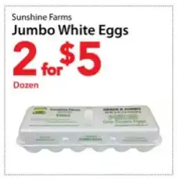 Three Guys from Brooklyn Sunshine Farms Jumbo White Eggs offer