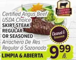Cermak Fresh Market Certified Angus Beef USDA Choice SKIRT STEAK REGULAR OR SEASONED offer