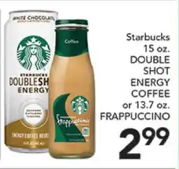 Pete's Fresh Market Starbucks 15 oz. DOUBLE SHOT ENERGY COFFEE or 13.7 oz. FRAPPUCCINO offer