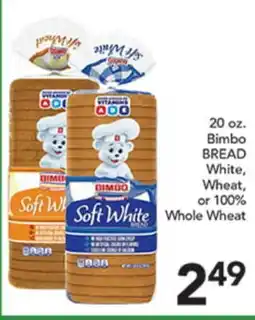 Pete's Fresh Market 20 oz. Bimbo BREAD White, Wheat, or 100% Whole Wheat offer