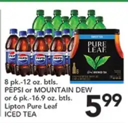 Pete's Fresh Market 8 pk.-12 oz. btls. PEPSI or MOUNTAIN DEW or 6 pk.-16.9 oz. btls. Lipton Pure Leaf ICED TEA offer
