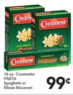 Pete's Fresh Market 16 oz. Creamette PASTA Spaghetti or Elbow Macaroni offer