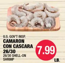 Carnicerias Jimenez U.S. GOV'T INSP. CAMARON CON CASCARA 26/30 offer