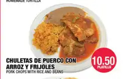 Carnicerias Jimenez CHULETAS DE PUERCO CON ARROZ Y FRIJOLES offer