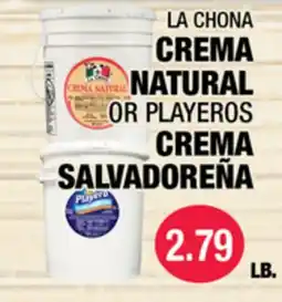 Carnicerias Jimenez LA CHONA CREMA NATURAL OR PLAYEROS CREMA SALVADOREÑA offer