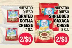 Carnicerias Jimenez GRATED COTIJA CHEESE 7 OZ. SHREDDED OAXACA CHEESE 8 OZ offer
