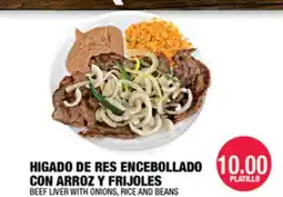 Carnicerias Jimenez BEEF LIVER WITH ONIONS, RICE AND BEANS offer