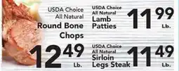 Eurofresh Market USDA Choice All Natural Round Bone Chops, Lamb Patties, Sirloin Legs Steak offer