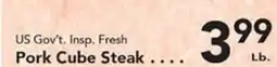 Eurofresh Market US Gov't. Insp. Fresh Pork Cube Steak offer