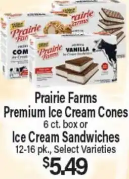 Angelo Caputo's Fresh Market Prairie Farms Premium Ice Cream Cones or Ice Cream Sandwiches offer