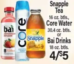 Angelo Caputo's Fresh Market Snapple Tea, Core Water or Bai Drinks offer