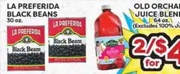 Torres Supermercado LA PREFERIDA BLACK BEANS, OLD ORCHARD JUICE BLEND offer