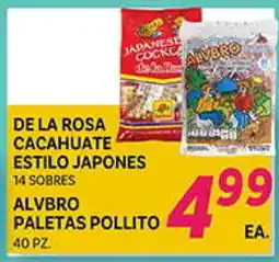 El Paso Grande DE LA ROSA CACAHUATE ESTILO JAPONES 14 SOBRES ALVBRO PALETAS POLLITO 40 PZ offer