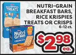 Torres Supermercado NUTRI-GRAIN BREAKFAST BARS, RICE KRISPIES TREATS OR CRISPS offer