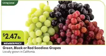 Raley's Green, Black or Red Seedless Grapes offer