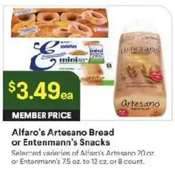 Raley's Alfaros Artesano Bread or Entenmanns Snacks offer