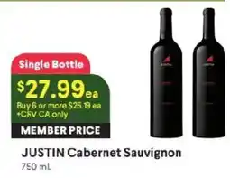 Raley's Justin Cabernet Sauvignon offer