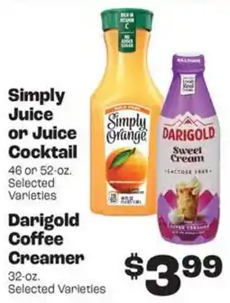 Rosauers Simply Juice or Juice Cocktail offer