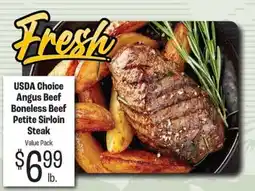 Rosauers Usda choice angus beef boneless beef petite sirloin steak offer