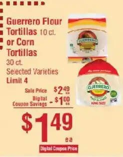 Smart & Final Guerrero Flour Tortillas or Corn Tortillas offer