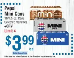 Smart & Final Pepsi Mini Cans offer