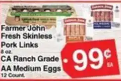 Superior Grocers Farmer John Fresh Skinless Pork Links offer