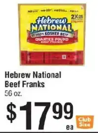 Smart & Final Hebrew national beef franks offer