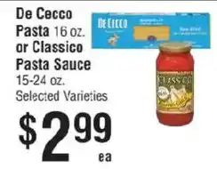 Smart & Final De Cecco Pasta or Classico Pasta Sauce offer
