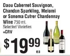 Smart & Final Daou Cabernet Sauvignon, Chandon Sparkling, Meiomi or Sonoma Cutrer Chardonnay Wine offer