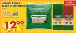 Superior Grocers Joseph Farms Block or Shredded Cheese offer