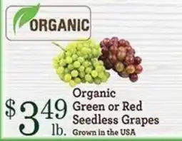 Yoke's Fresh Market Organic Green or Red Seedless Grapes offer