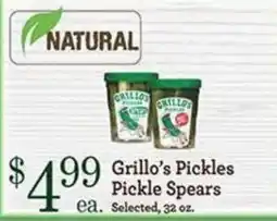 Yoke's Fresh Market Grillo's Pickles Pickle Spears offer