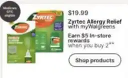 Walgreens Zyrtec Allergy Relief with myWalgreens offer