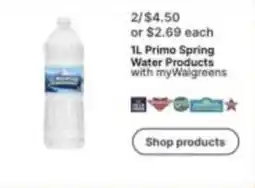 Walgreens Primo spring water products offer