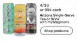 Walgreens Arizona Single-Serve Tea or Drink offer