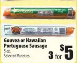 Times Supermarkets Gouvea or Hawaiian Portuguese Sausage offer