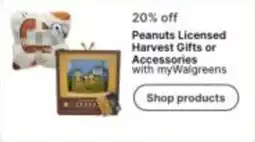 Walgreens Peanuts Licensed Harvest Gifts or Accessories offer