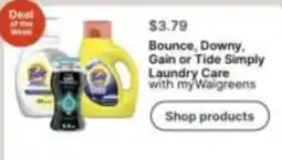 Walgreens Bounce, Downy, Gain or Tide Simply Laundry Care with myWalgreens offer