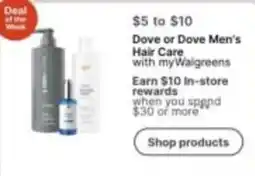 Walgreens Dove or Dove Men's Hair Care offer