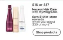 Walgreens Nexxus Hair Care with myWalgreens offer