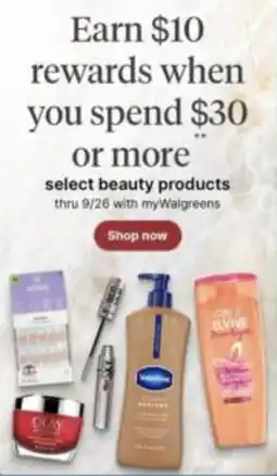 Walgreens Select beauty products offer