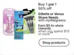 Walgreens Gillette or Venus Shave Needs offer