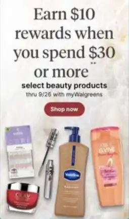 Walgreens Select beauty products offer
