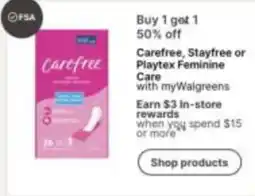 Walgreens Carefree, Stayfree or Playtex Feminine Care offer