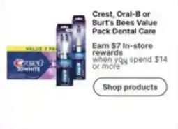 Walgreens Crest Oral-B or Burt's Bees Value Pack Dental Care offer