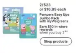 Walgreens Pampers Easy Ups Jumbo Pack offer