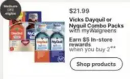 Walgreens Vicks Dayquil or Nyquil Combo Packs offer