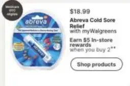 Walgreens Abreva Cold Sore Relief offer